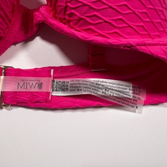 Victoria Secret 36C ICON Push Up Bikini Top Underwire Textured Pink - Picture 4 of 5